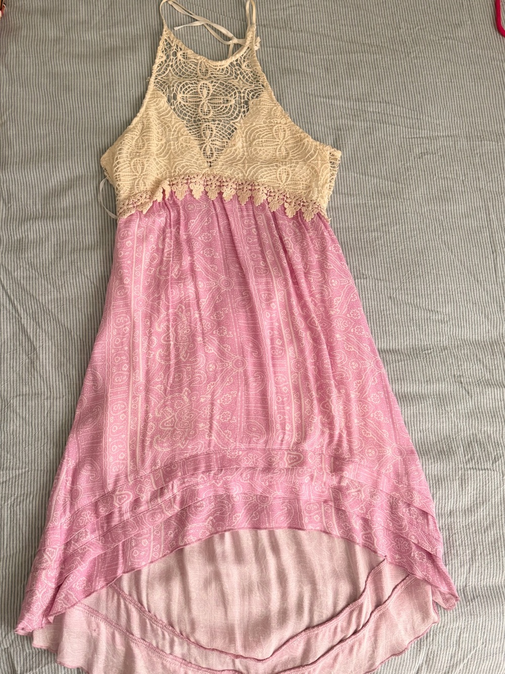 O'Neill Pink Dress with Cream Lace Bodice